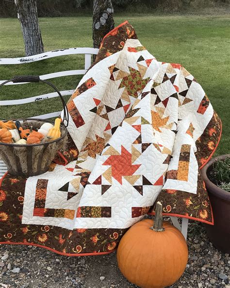 Autumn Breeze Homemade Throw Quilt With Autumn Fabric Etsy Throw
