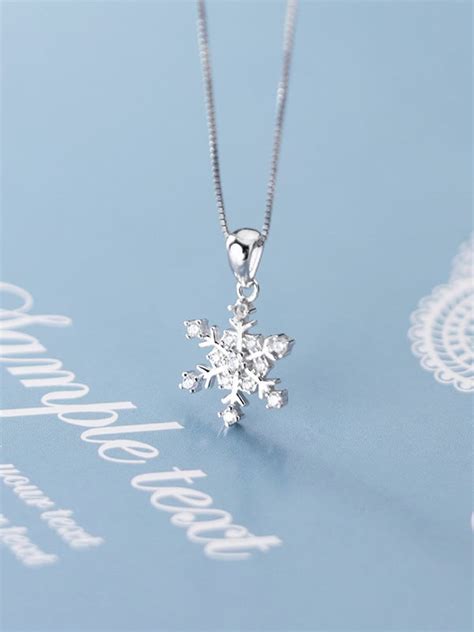 925 Sterling Silver Simple Snowflake Diamond Pendantonly Pendant