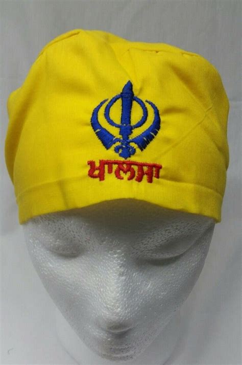 Sikh Punjabi Turban Patka Pathka Singh Khanda Bandana Head Wrap Yellow