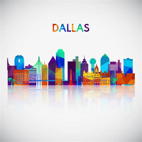 Dallas Tx Skyline Silhouettes Illustrations Royalty Free Vector