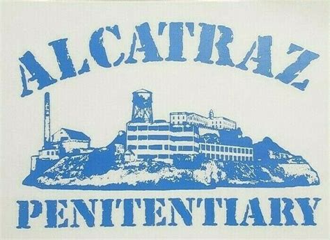 Alcatraz Penitentiary Logo Iron On Heat Transfer Blue 8x11 Prison