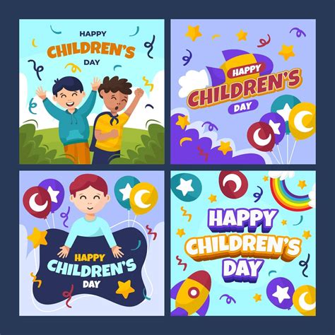 Childrens Day Greeting Card Set 3271697 Vector Art At Vecteezy