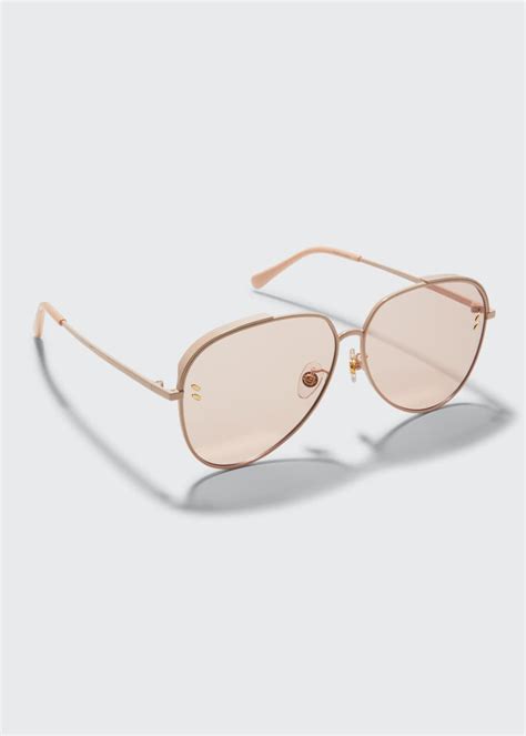 Stella Mccartney Monochromatic Metal Aviator Sunglasses Bergdorf Goodman
