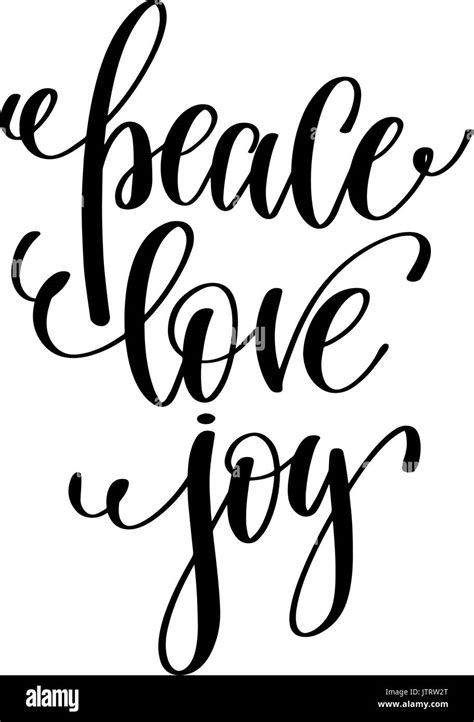 Peace Love Joy Hand Lettering Positive Quote To Christmas Stock Vector