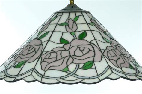 Vintage Pale Pink Roses Stained Glass Lampshade Etsy Uk In 2024