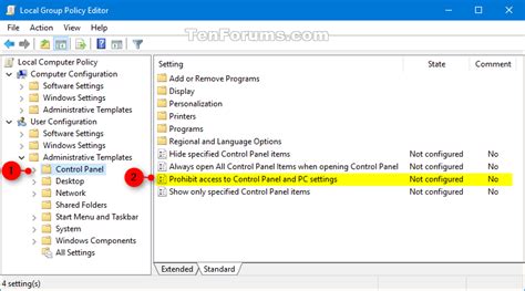 Enable Or Disable Control Panel And Settings In Windows 10 Tutorials