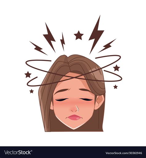 Woman With Headache Stress Symptom Character Vector Image