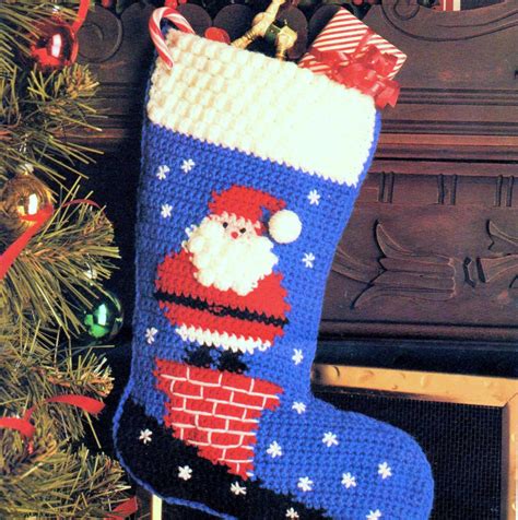 Vintage Crochet Pattern Christmas Stocking 4 Designs Etsy