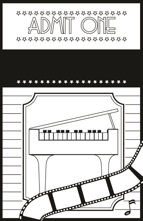 Movie Ticket Art Coloring Page — Leila Viss, 88PK
