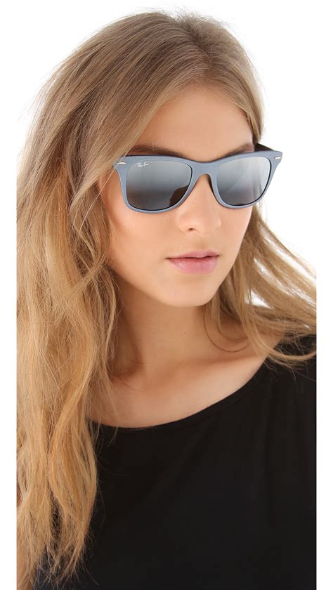 ray ban light force matte wayfarer sunglasses in metallic lyst