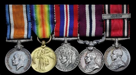 1172 The Mounted Group Of Five Miniature Dress Medals Worn By Captain