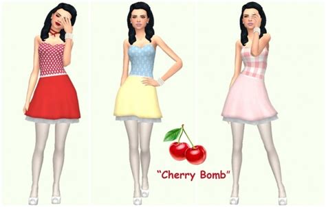 Cherry Bomb Dress By Annabellee25 Sims 4 Female Clothes