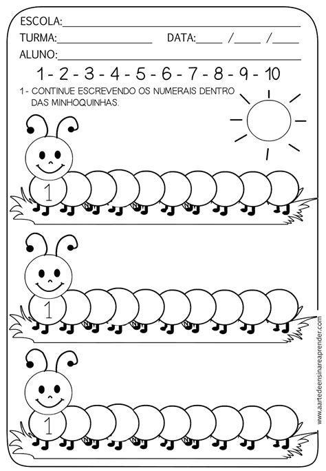 Atividade Pronta Numerais Do 1 Ao 10 A Arte De Ensinar E Aprender