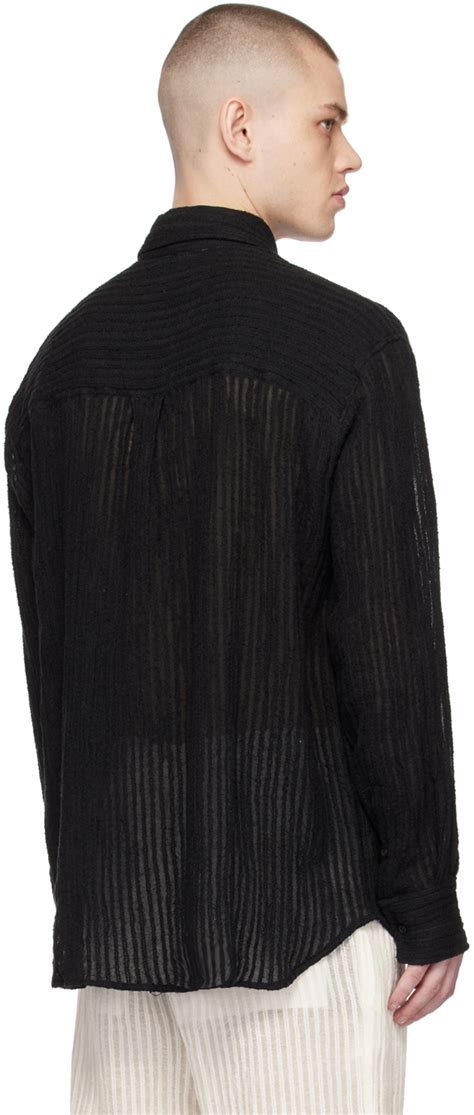 COMMAS Black Sheer Stripe Shirt Commas