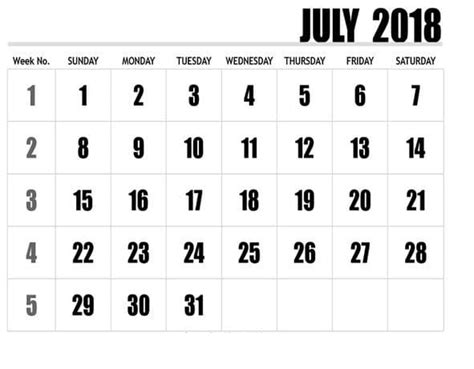 July 2018 Calendar With Holidays Indian Uk Usa Canada Oppidan