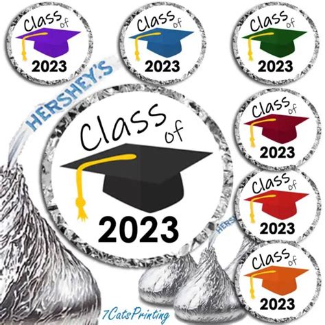324 Class Of 2023 Graduation Party Fits Hershey Kiss Stickers Envelope