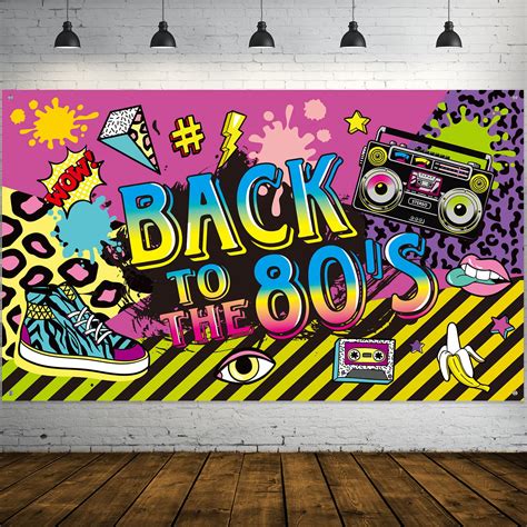 Buy 80 S Party Decorations Extra Large Fabric Back To The 80 S Hip Hop Sign Party Banner Photo