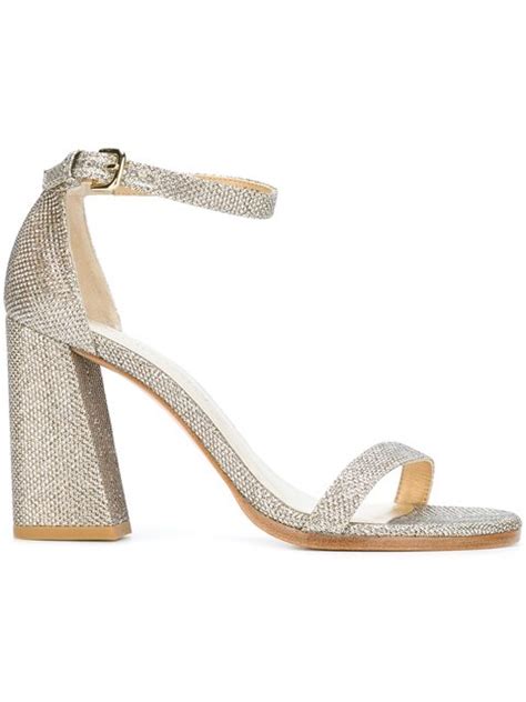 STUART WEITZMAN THE NEARLYNUDE SANDAL PLATINUM LAMÉ ModeSens