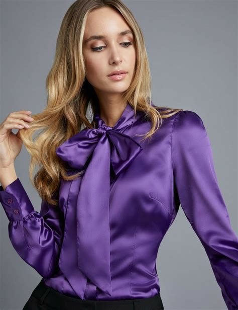 Pin By F Tima F C On Elegant Autumn Pallet Satin Bow Blouse Satin Blouses