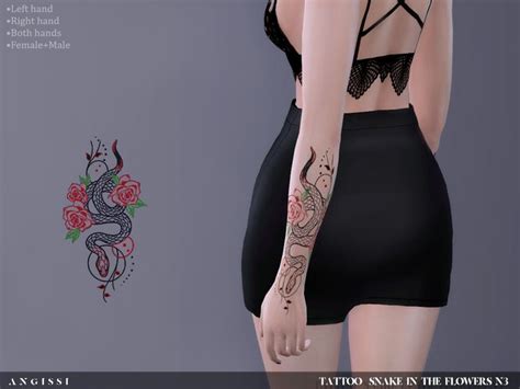 Sims 4 — Tattoo Snake In The Flowers N3 By Angissi — For All Questions