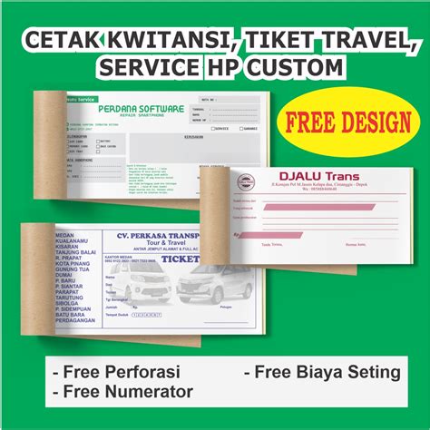Jual Kwitansi Surat Jalan Invoice Tiket Travel Custom Free