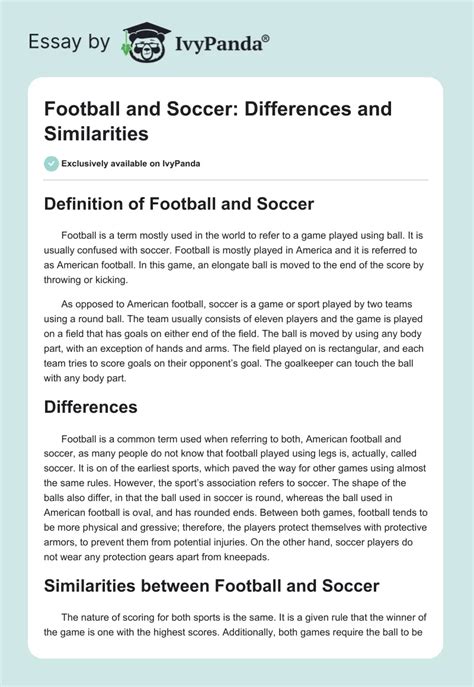 Football And Soccer Differences And Similarities 472 Words Essay