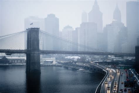 New York Bridge Fog Rain Wallpaper And Background