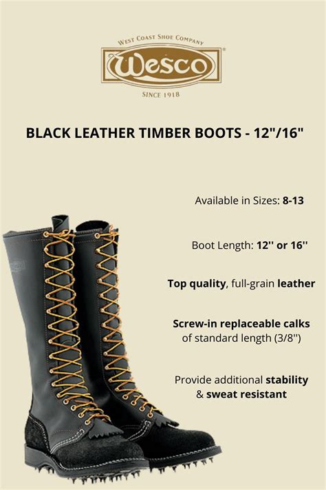 Wesco Timber Bootscalk Boots Black Leather1216 Timber Boots