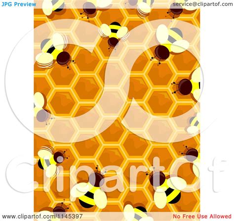 Cartoon Of A Bee And Honey Hive Border Royalty Free