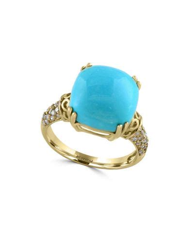 Effy Turquoise Diamond And K Yellow Gold Ring In Blue Lyst