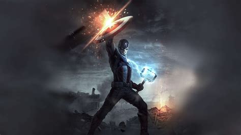 Avengers Endgame Captain America Mjolnir Hammer Uhd 4k Wallpaper Pixelz Cc