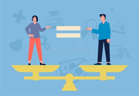 Gender Equality Equilibrium And Balancing In Business Roles Between Man And Woman Stock Vector