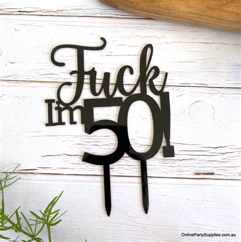 Fun Naughty Fiftieth Birthday Cake Decorations Rose Gold Acrylic Age Gold Mirror Wooden 50th
