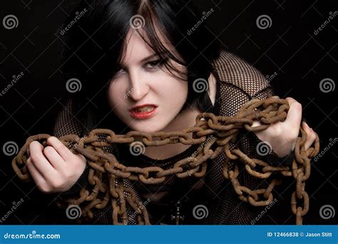 Woman In Chains Stock Photo Image Of Expression Horror 12466838