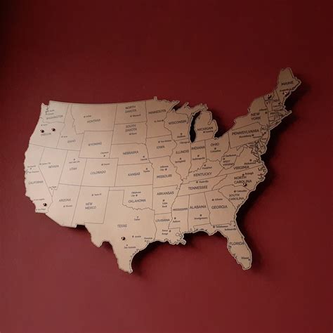 Printed Metal Map Wall Decor Usa Map Wall Art Home Decor Etsy