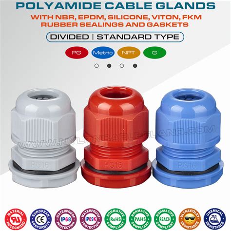 Polyamide Plastic Non Metallic IP Waterproof PG PG Cable Glands Strain Reliefs Cord Grips