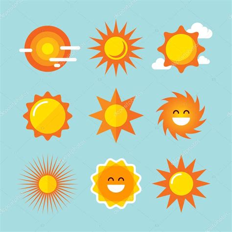 Sun Icons Set Vector Illustrations — Stock Vector © Thecorner 72283319