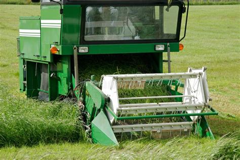 Farmer Cutting Hay With Tractor Stock Image Image Of Harvest Country