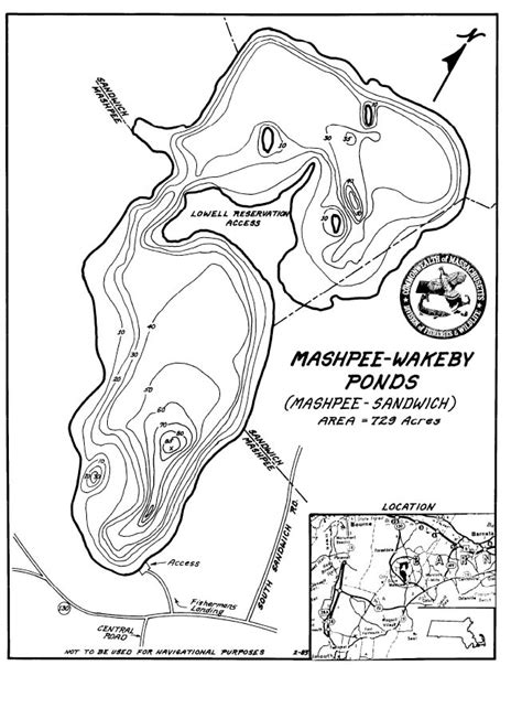 Mashpee Wakeby Ponds Map Mashpeesandwich Ma