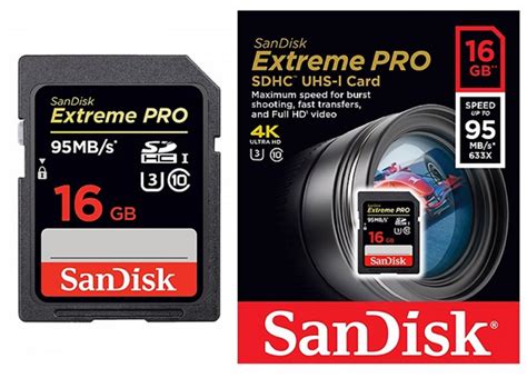 SANDISK EXTREME PRO U3 SDHC 95MB 633X 16GB 16G 16 G GB SD HC UHS-I
