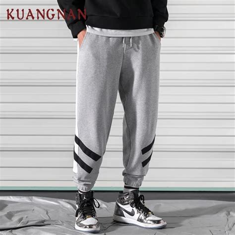Kuangnan Striped Japanese Streetwear Pants Men Jogger Hip Hop Trousers