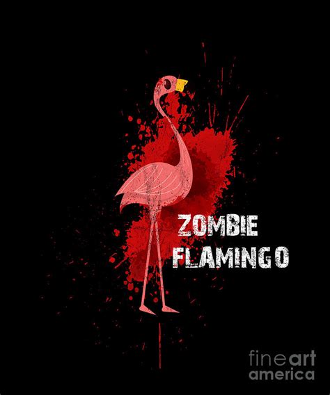 Flamingo Zombie Scary Halloween Zombie Bird Drawing By Noirty Designs