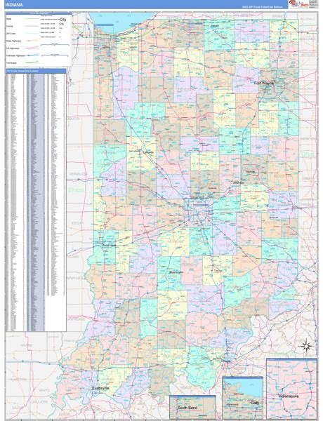 Indiana 5 Digit Zip Code Maps Color Cast