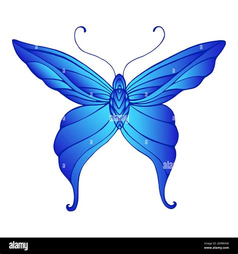 Butterfly With Patterned Wings Bright Gradient Cyan And Dark Blue