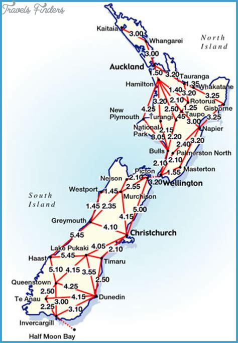 New Zealand Road Map Travelsfinderscom