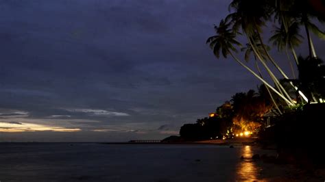 Night Tropical Beach After Sunset Time Lapse Stock Video Footage 00