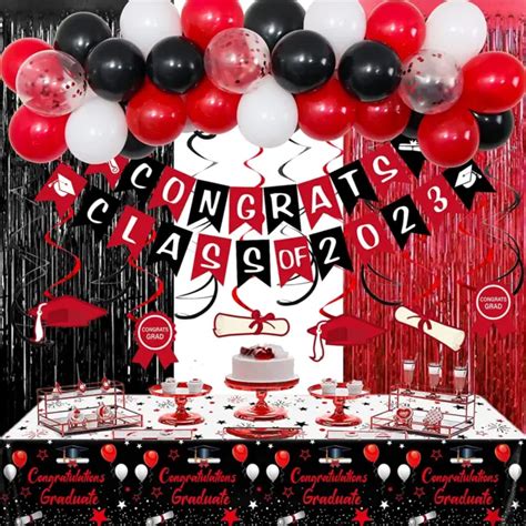 Graduation Party Decorations 2023 Red And Black Class Of 2023 Congrats