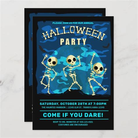 Dancing Skeletons Halloween Party Invitation