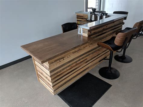 Hand Made Reclaimed Wood Slat Reception Desk By Redwell