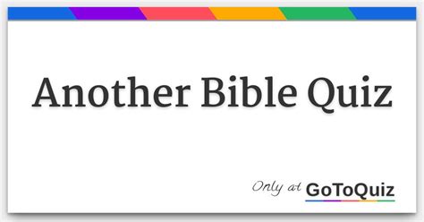 Another Bible Quiz